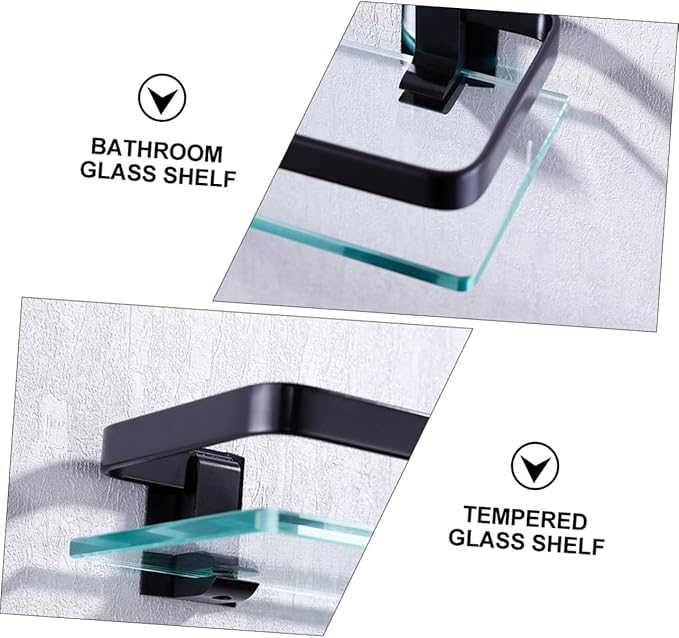 PRETYZOOM 1Pc Wall Mounted Glass Bathroom Shelf Compact Storage Rack for Toiletries Cosmetics More Rustproof Design for Home Kitchen Organization