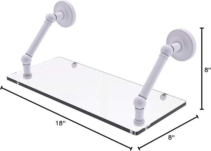 Allied Brass PR-1-18 Prestige Regal Collection 18 Inch Floating Glass Shelf, Matte White
