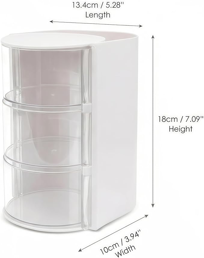 Hair Accessories Organizer with Hair Brush Holder - Rotatable Makeup Brush Organizer and Jewelry Storage Box for Necklaces, Earring, Bracelet, Makeup Brushes, Hair Clip and Hair Accessories (White)