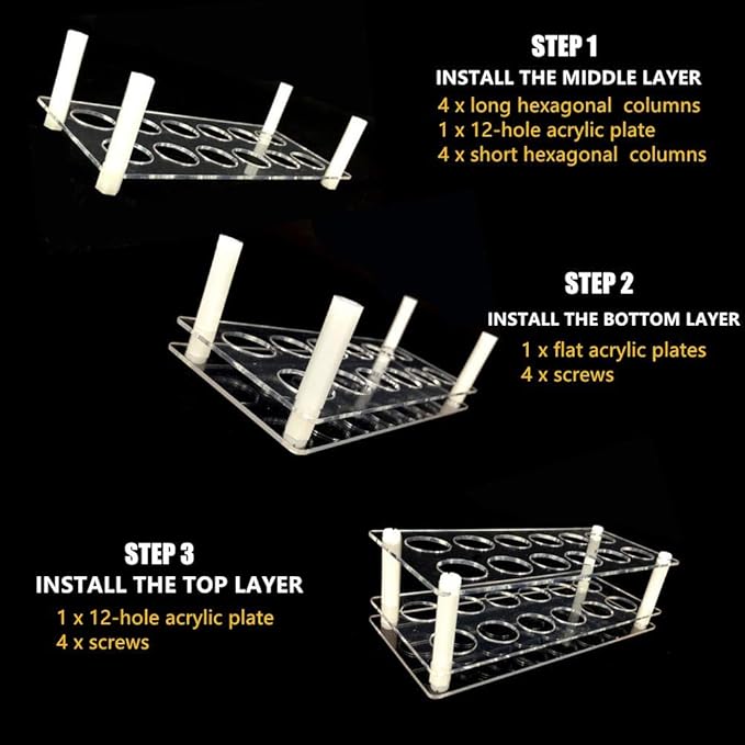 BOXIN 12Slots Roller Bottles Holder, Perfect Vertically Hold For Essential Oils Rollers, Great Oils Display Holder Roller Bottles Storage Shelf Organizer,Hole Diameter 2.3cm/0.9inch,Acrylic,DIY