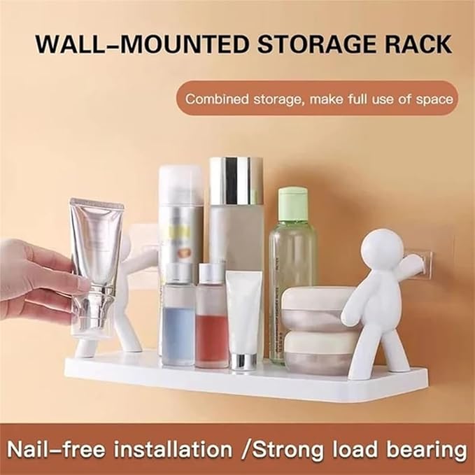 Kitchen Toilet Receive Shelf, Punching-Free Villain Storage Rack, Bathroom Humanoid Shelves Over, Toilet Storage Shelf, Wall Mounted Shelf, Toilet Paper Holder, Kitchen Storage Rack(White*3)