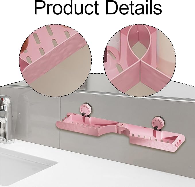 Bathroom Shelf Drain Shelf Suction Cup No Drill Versatile Space Saving Bathroom Organizer Over The Sink for Kitchen Apartment-