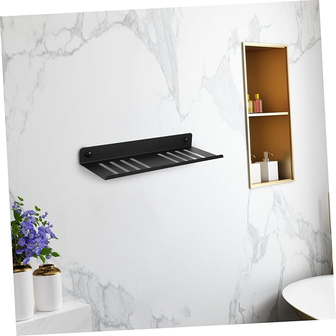 Alipis 12-Inch Floating Shelf Wall-Mounted Metal Rack Matte Finish Storage Shelf for Bathroom Kitchen Living Room Office Easy Installation Space-Saving Design
