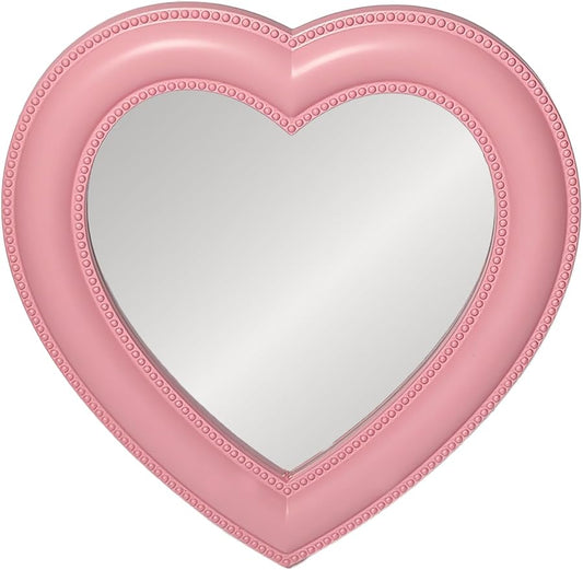 Magnetic Heart Mirror, 6.9"x7.3", School & Office Cabinet Mirror, Magnetic Makeup Mirror for Girls, Bathroom & Gym Locker (Peach)