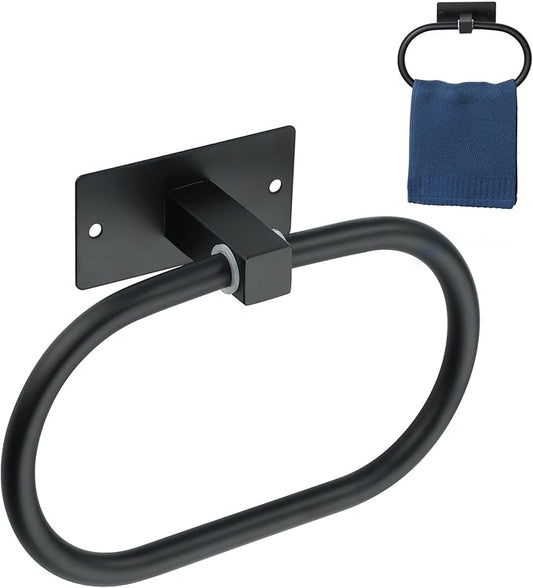 Alise Hand Towel Holder Towel Ring for Bathroom Lavatory Self-Adhesive,SUS304 Stainless Steel Towel Rack Towel Bar Towel Hanger for Walls,Black Finish