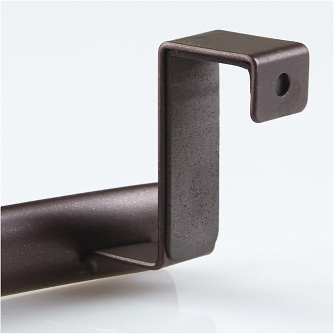 mDesign Steel Over Door Curved Towel Bar Storage, Hanger for Cabinet or Cupboard, Holder Rack for Kitchen, Bathroom - Holds Hand/Dish Towels, Washcloths - Spira Collection - Bronze