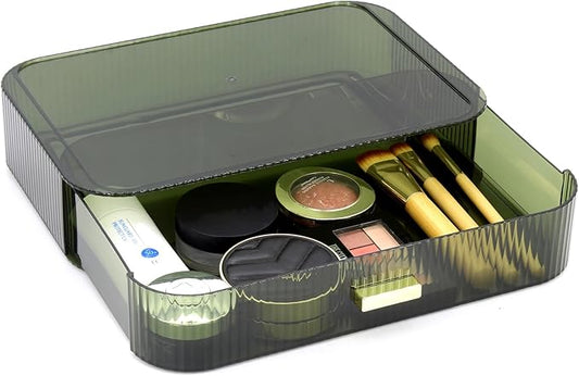 Makeup Organizer Drawers Stackable, Bathroom Vanity Organizers and Storage, Great for Cosmetics, skincare, Lipsticks, Nail Care (Green,1 Drawer)