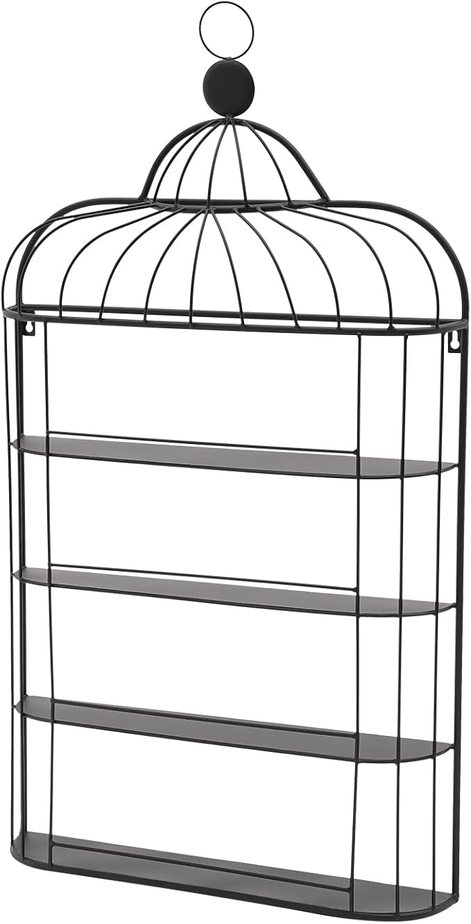 Wall-Mounted Nail Polish Racks, 6-Tier Metal Makeup Display Wall Shelf Storage Organizer for Home Spa Nail Salon Perfume Lipstick Cosmetic (Black)