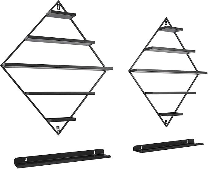 4PCS Nail Polish Storage Racks, 5-Tier Wall-Mounted Metal Cosmetic Display Case Makeup Organizer Wall Shelf for Home Spa Nail Salon Perfume Lipstick (Black)