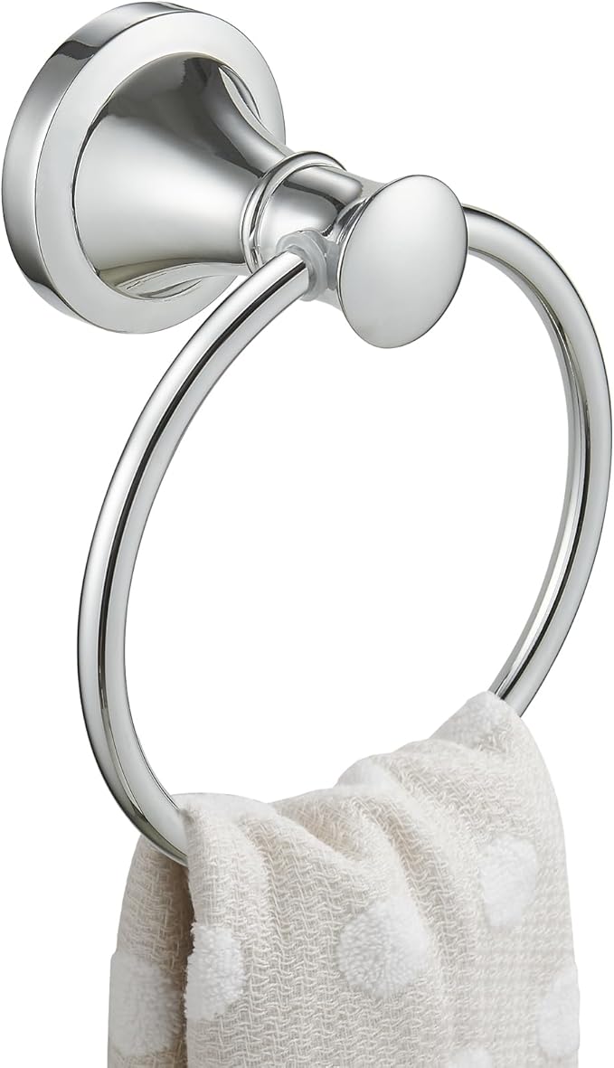 BESy Polished Chrome Bathroom Hand Towel Ring Towel Holder, Rustproof Wall Mounted Bathroom Hardware Accessory SUS 304 Stainless Steel Towel Rack