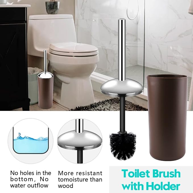 Papillon 6-Piece Bathroom Organization Set, Toothbrush Holder with Cup, Soap Dispenser & Dish, Toilet Brush, Trash Can, Tumbler Set (Coffee)