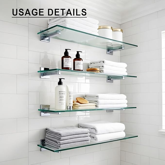14" x 36" 5-PCS Tempered Glass Shelf, Rectangular Frameless Glass Shelves - 3/16" Thick, Suitable for Bookshelves, Display Cases, Retail Fixtures and Tabletops