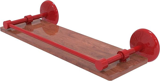 Allied Brass MC-1-16-GAL-IRW-FER Monte Carlo Collection 16 Inch Solid IPE Ironwood Shelf with Gallery Rail, Fire Engine Red