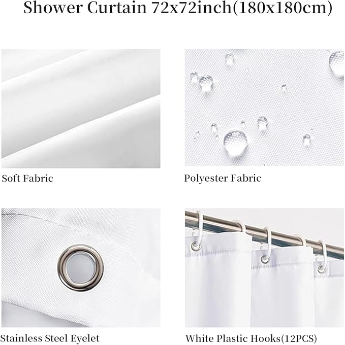 WELMECO Geometric Shower Curtain Modern Abstract Shower Curtain Bathroom Decor Polyester Fabric, 72x72inch (Blue and Grey)