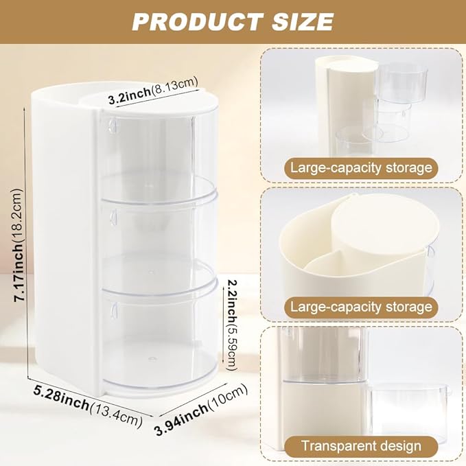 Hair Accessory Organizer, Rotatable Makeup Brush Holder for Necklaces, Hair Tie Organizer Jewelry Storage Box for Hairs Clips, Earrings, Necklaces, Bracelets, Rings(COLOR:white)