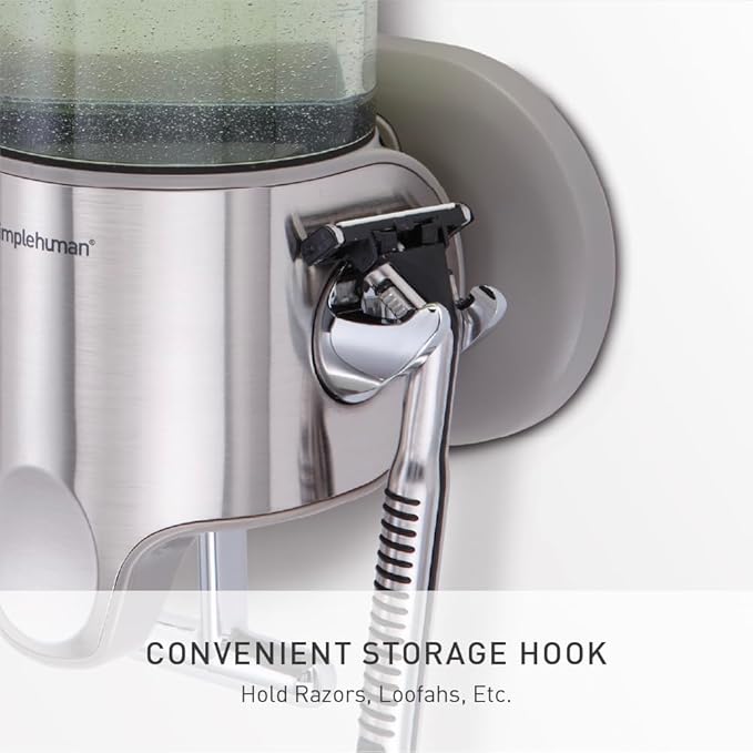simplehuman Wall Mount Pumps, Twin 15 fl. oz. Shampoo & Soap Dispenser, Stainless Steel