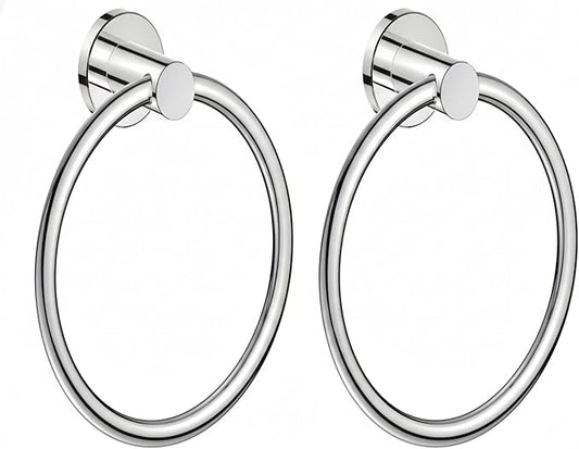 FORIOUS Towel Ring, SUS304 Stainless Steel Modern Hand Towel Holder Rack Hanger Round for Bathroom Wall Mounted, Ideal for Bath, Kitchen, RV, Chrome(2 Pack)
