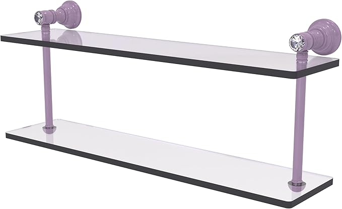 Allied Brass CC-2-22-LVN Carolina Crystal Collection 22 Inch Two Tiered Glass Shelf, Lavender