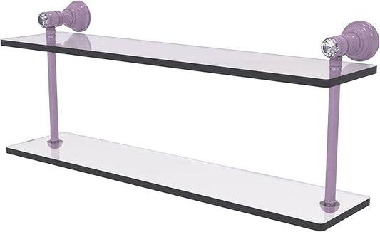 Allied Brass CC-2-22-LVN Carolina Crystal Collection 22 Inch Two Tiered Glass Shelf, Lavender