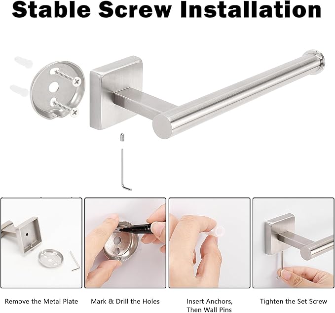Livabber Hand Towel Holder 9 Inch, Thickened 304 Stainless Steel Hand Towel Ring Hanger Wall Mounted for Bathroom Kitchen, Easy to Clean (Brushed Nickel)