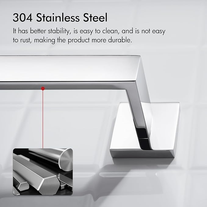 BANOLUX Towel Rack, 16-Inch Single Towel Bars for Bathroom, Towel Racks for Bathroom Wall Mounted SUS304 Stainless Steel Hand Towel Holder Heavy Duty, Chrome Towel Bar 2 Pack, A7-TB-PC-16IN-2PACK