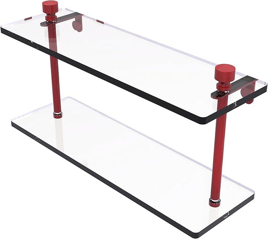 Allied Brass FT-2/16-FER Foxtrot Collection 16 Inch Two Tiered Glass Shelf, Fire Engine Red
