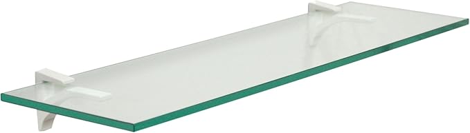 Clear Floating Glass Shelf 10" X 27" in White