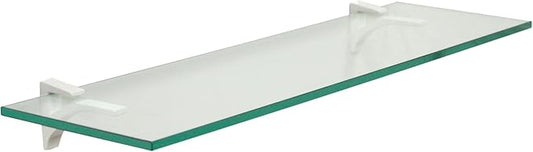Clear Floating Glass Shelf 10" X 27" in White