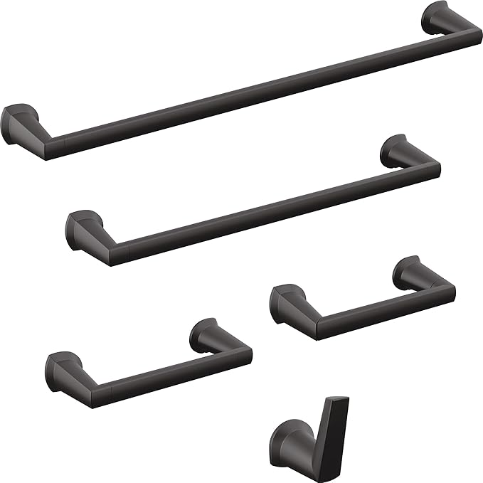 Delta Galeon (1-Pack) 8'' Towel Rack for Bathroom Matte Black Towel Bar for Bathroom Wall Hand Towel Holder Rod Wall Mounted Kitchen Towel Holder 77208-BL