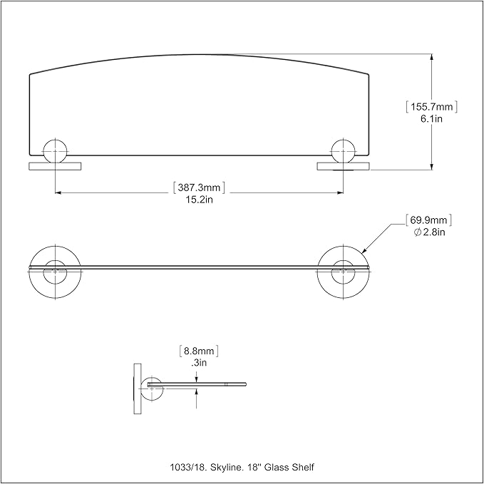Allied Brass 1033/18-GLY Skyline Collection 18 Inch Glass Shelf, Golden Yellow