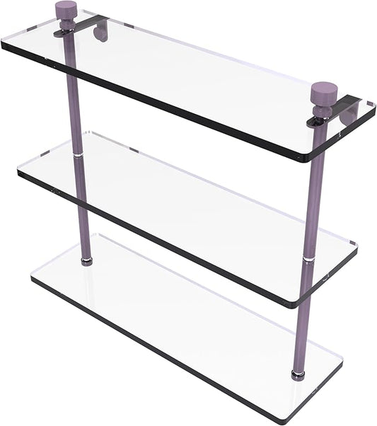 Allied Brass FT-5/16-LVN Foxtrot Collection 16 Inch Triple Tiered Glass Shelf, Lavender