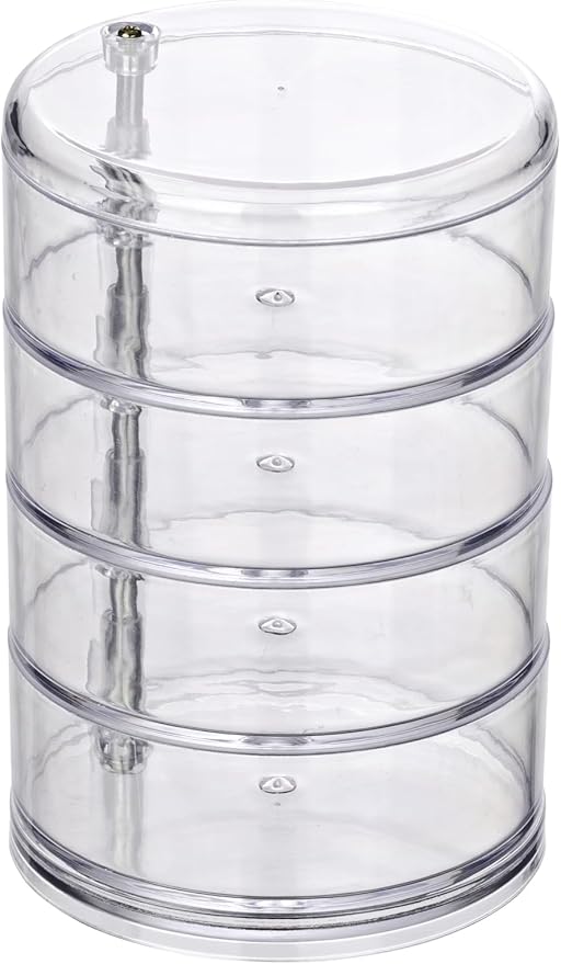 WENKO 20990100 Cosmetic organizer Tower Transparent - 4 compartments, Acrylic, 11.5 x 17.5 x 11.5 cm, Transparent