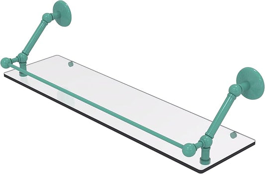 Allied Brass PMC-1-30-GAL-SFG Prestige Monte Carlo 30 Inch Floating Glass Shelf with Gallery Rail, Sea Foam Green