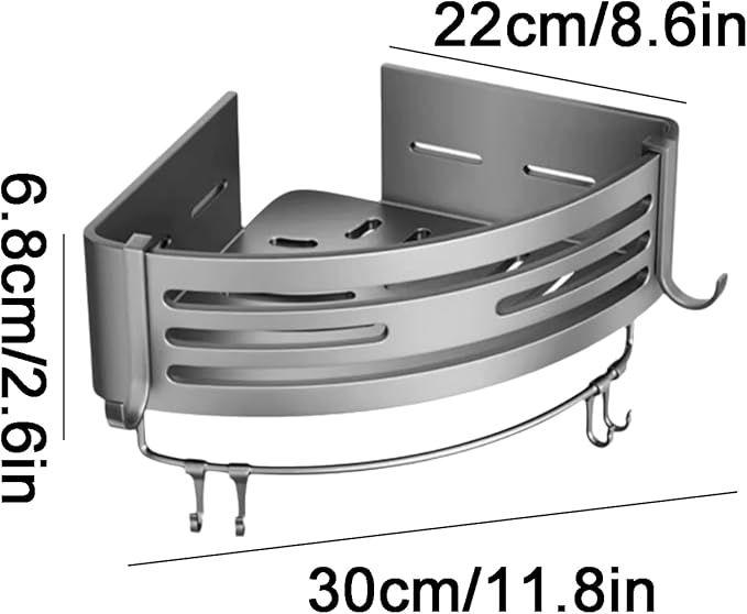 Removable Wall Mounted Bathroom Rack Triangle Bathroom Shelves Gray Bathroom Rack Detachable Bathroom Rack Aluminum Shelves Large Capacity