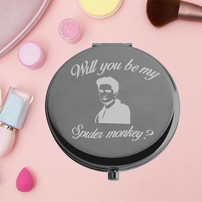 KEYCHIN Vampire Movie Pocket Mirror Vampire Edward and Bella Fans Gifts Will You Be My Spider Monkey Compact Mirror for Women Girls Teenager (Spider Monkey-BL)