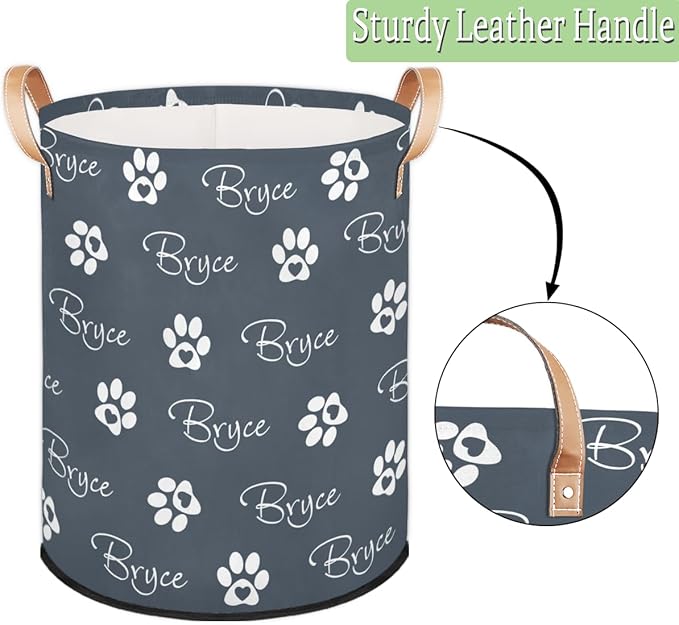 Custom Paw Print Laundry Hamper, Personalized Laundry Baskets with Handles Dirty Clothes Hamper Storage Basket
