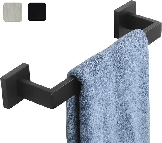 12 Inch Towel Bar for Bathrooms 12/16/20/24/28/32/36 Inch Stainless Steel 304 Matte Black Towel Holder Modern Square Towel Rod Rustproof Wall Mount (1, Matte Black, 12 Inch)