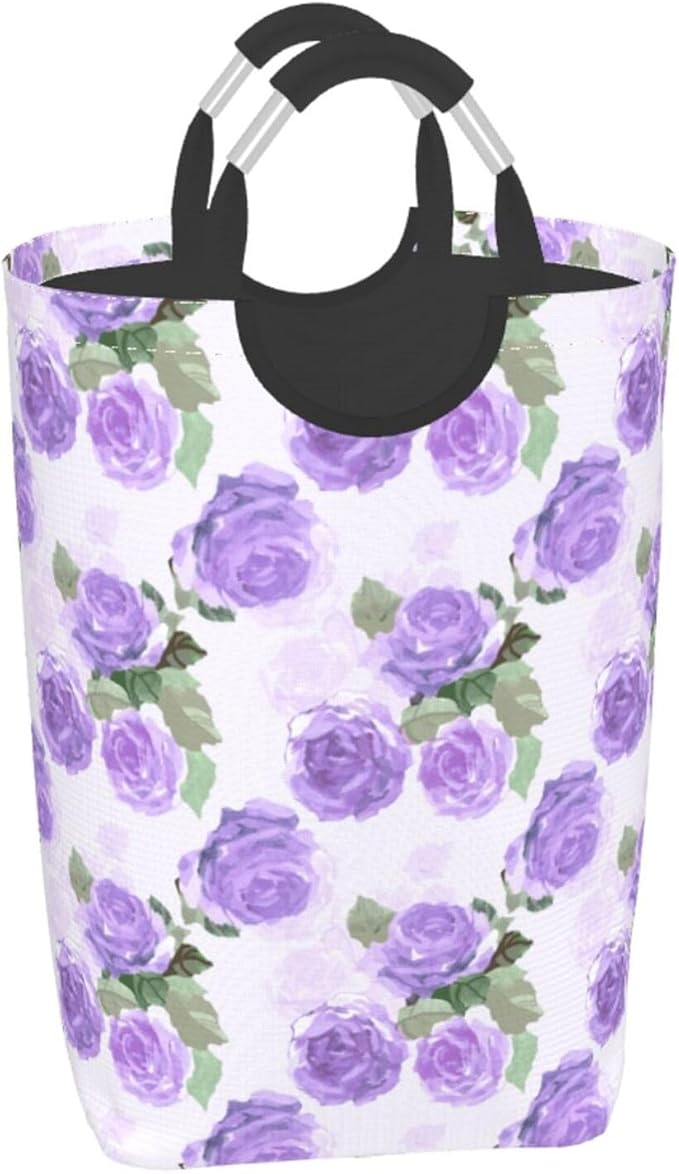 Floral Laundry Basket Flowers Foldable Laundry Hamper Vintage Collapsible Laundry Baskets with Handles Clothes Hamper Laundry Tote Bag for Dorm Family Storage Bin 50L