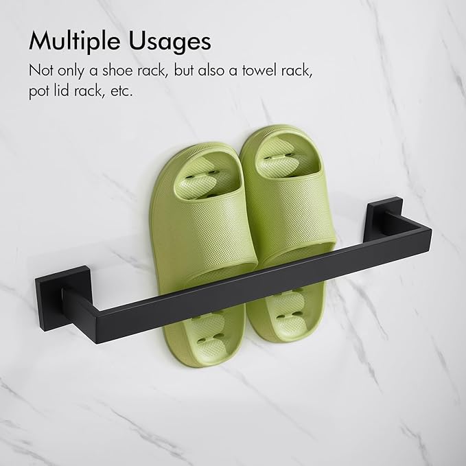 BANOLUX Towel Rack, 16-Inch Single Towel Bars for Bathroom, Towel Racks for Bathroom Wall Mounted SUS304 Stainless Steel Hand Towel Holder Organize Heavy Duty, Matte Black Towel Bar