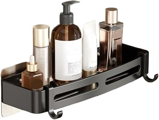Triangular Wall-Mounted Shelf for Bathroom Or Toilet Area Rectangle Additional Balcony Storage Space for Small Bathrooms(Black,Rectangle_1PCS NO Bars)