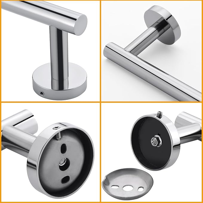 Towel Bar for Bathroom Polished Chrome, 33Inch Towel Rack Wall Mounted, Thicken Round Bath Towel Holder Rod SUS304 Stainless Steel, Heavy Duty Dish Cloths Hanger for Bathroom, Kitchen