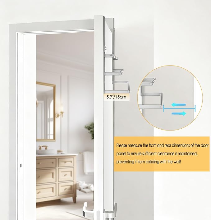 16Inch Over The Door Towel Rack, VOTZAAQ Stainless Steel Over Door Towel Holder, Door Towel Hanger with 3 Tier Towel Bars, Over Door Towel Storage for Bathroom, Brushed Nickel