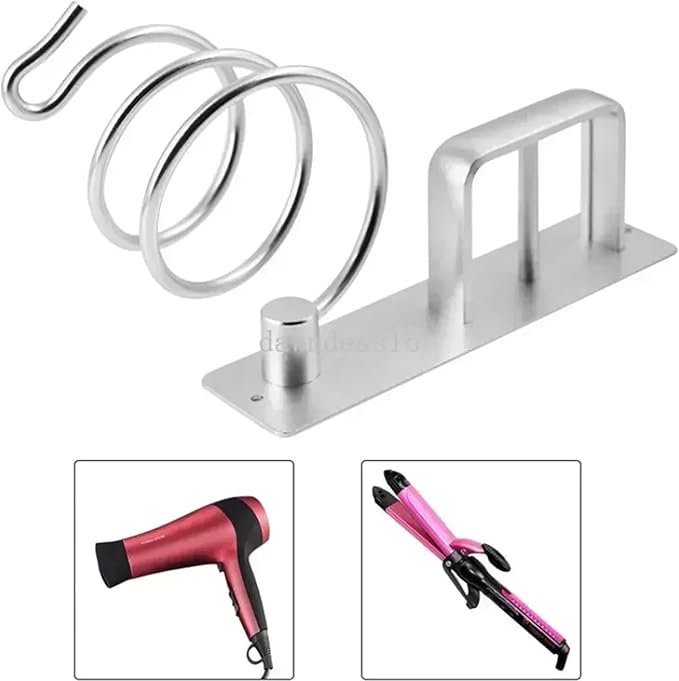 Dryer Holder Organized Rack Wall Mounted Straightener Stand Bathroom Shelf Storage Shelves Accessories(DVPEN01-SL)