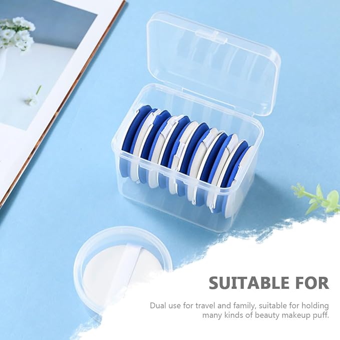 8Pcs Powder Puff Holder Round Square Makeup Sponge Beauty Sponge Carrying Case Powder Puff Container Makeup Egg Storage Box for Sponge