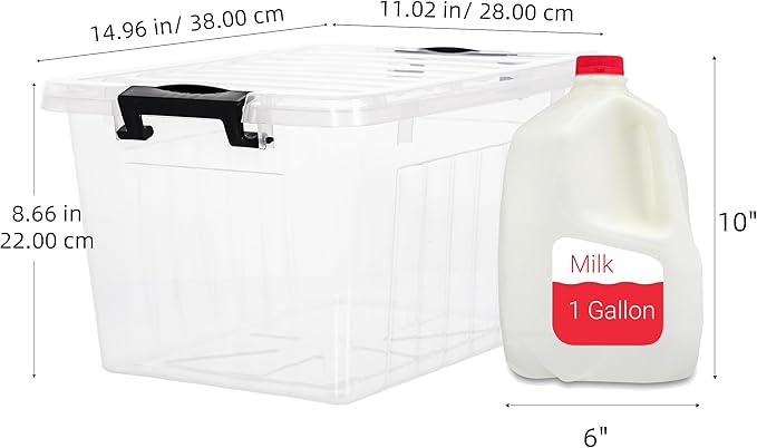 Citylife 22 QT Clear Plastic Storage Bins with Lids Stackable and Nestable Storage Boxes with Lids Large Plastic Storage Containers for Garage, Closet, Kitchen, 2 Packs