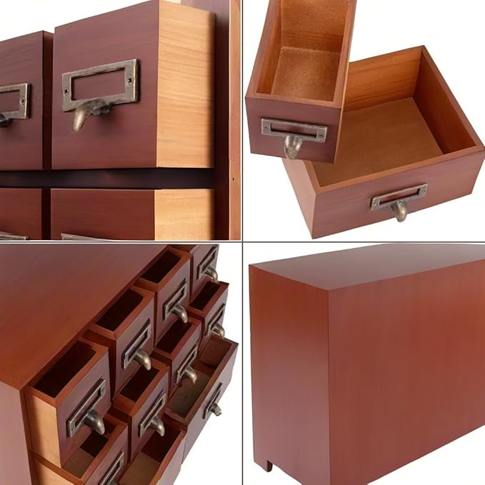 DELLMAO Traditional Solid Wood Small Chinese Medicine Cabinet Vintage Great Storage Apothecary Drawer Herbal Jewelry Box