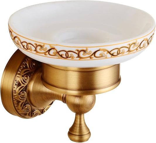 Wall Mounted Bathroom Soap Dish Holder, Antique Brass Pattern Carving,Brushed Bronze