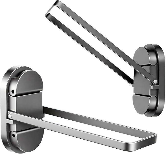 Heavy Duty Double Suction Cup Towel Bar for Bathroom - 20LB No Drill Foldable Stainless Steel Towel Rack Holder Shower Door RV Rental Kitchen Wall Mount