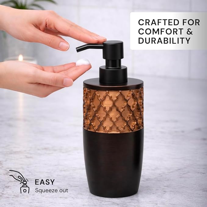 Decozen Bathroom Accessories 6Pcs Set, Soap Dispenser, Toothbrush Holders, Tumbler, Soap Dish & Cotton Swab Jar – Modern Bathroom Decor, Modern Farmhouse Decor, Countertop Accessories, Gold
