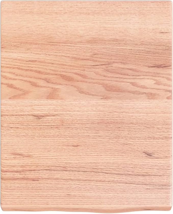 Light Brown Solid Oak Wood Bathroom Vanity Top with Live Edge 15.7"x19.7"x(0.8"-1.6") Treated Varnished Surface for Shelf Cabinet Desk Table Handmade Countertop Worktop